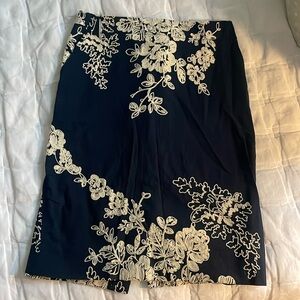 Navy embroidered Jcrew pencil skirt